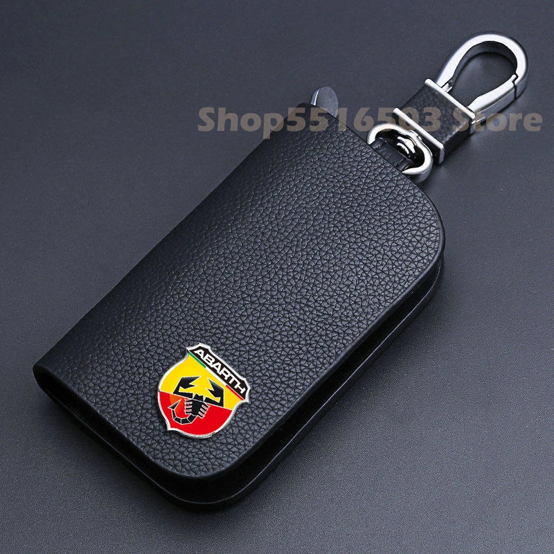 

Кожаный чехол для ключей для Abarth Fiat 500 Punto 124 125 Ducato с металлическим логотипом автомобильный чехол для ключей аксессуары для авто