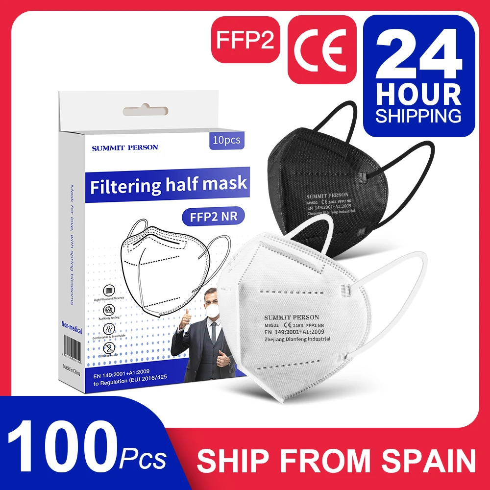 10-100 шт. отдельные посылка в коробке одноразовые FFP2 маски для взрослых KN95 фильтр