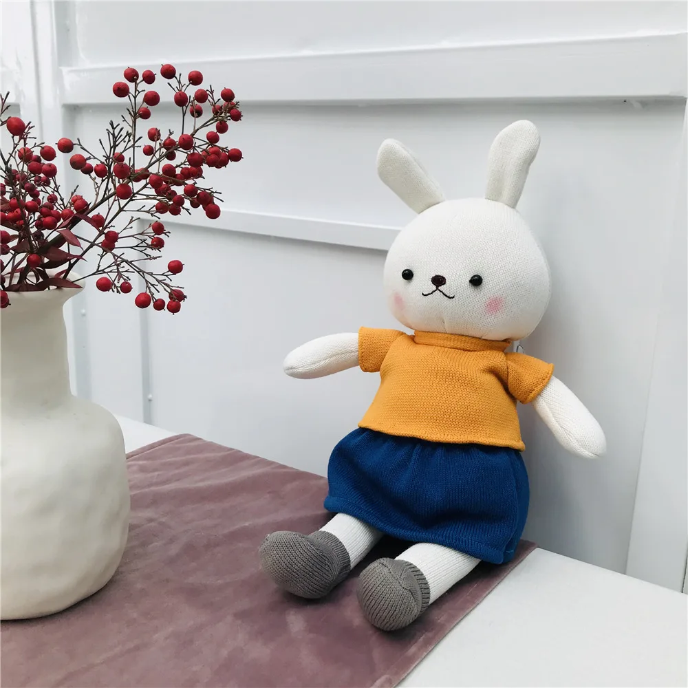 38 см шерстяные Кукла Кролик Плюшевые игрушки вязанное крючком Хлопковые гольфы с