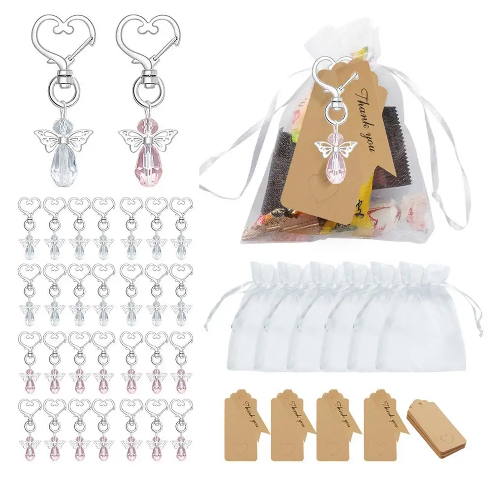 

32 Pieces Guest Gifts Guardian Angel with Organza Bag Kraft Paper Pendant Guardian Angel Pendant for Guest Gifts Party Gift