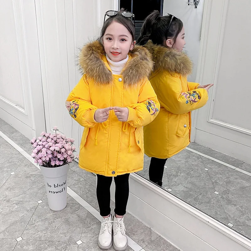 

-20 Degree 3 4 6 8 Years New Winter Baby Girls Fur Hooded Jacket Toddler Coats Children Warm Kids Girl's Outwear Outfit Parkas
