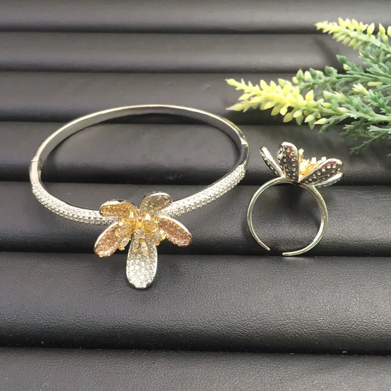 

Vanifin Fashion Jewelry Stereo Blossoming Vivid Peacock tail Micro Plated Party Romantic Bangle With Ring Banquet Daily Best Gif