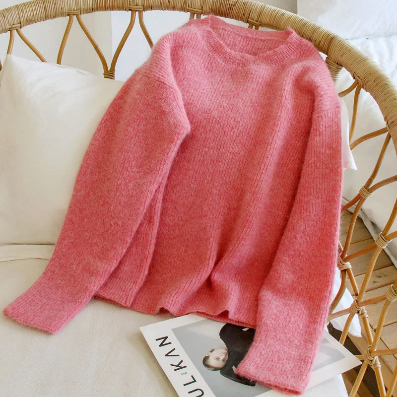 

2020 autumn winter very fairy sweater Pullover small fresh Mohair loose lazy wind sweater female