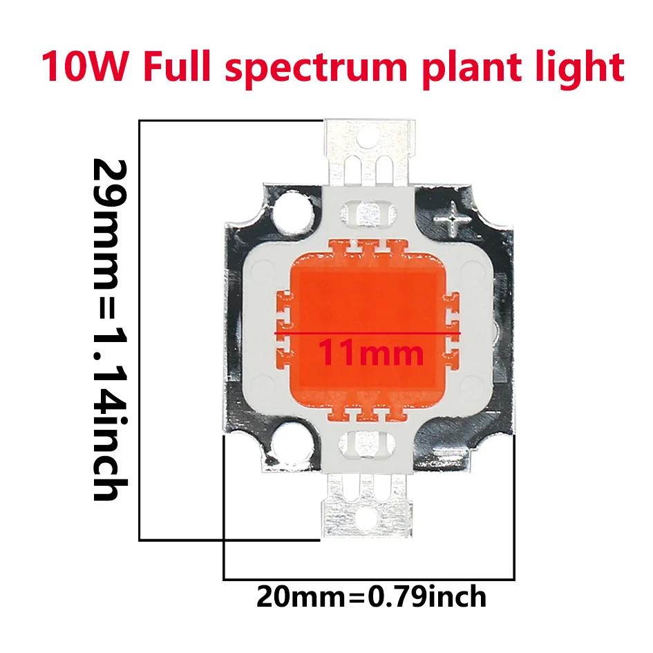 

1 шт., светодиодный чип cob, полный спектр света для растений, 100 Вт, 50 Вт, 30 Вт, 20 Вт, 10 Вт, медная лампа для прожектора, комнатных тепличных растений, гидропоники
