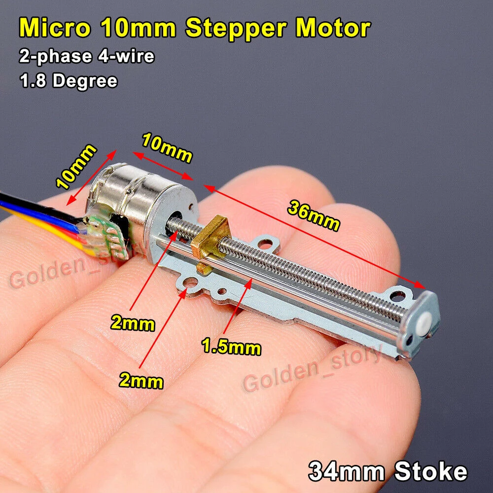

Micro 34mm Linear Actuator 10MM mini 2-phase 4-wire Stepper Motor Precision Long Linear screw slider Nut DIY 3D printer