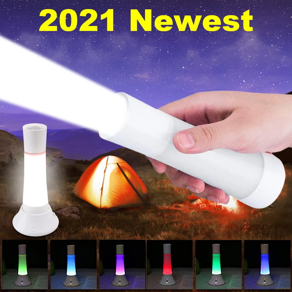 구매 2021 최신 휴대용 충전식 LED 손전등 USB 강력한 토치 작업 램프 방수 캠핑 사냥 플래시 라이트 LED 랜턴