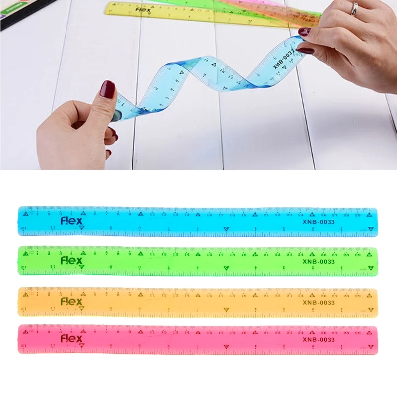 

1 pc Soft 30cm Ruler Multicolour Flexible Creative Stationery Rule School Supply