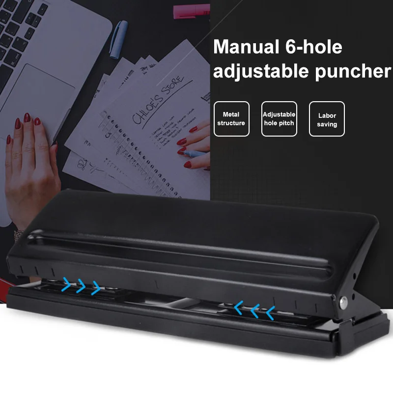 

Manual 6 Holes Perforator Adjustable Universal Puncher for Files Paper Documents Hole Punch Office School Supplies Holes