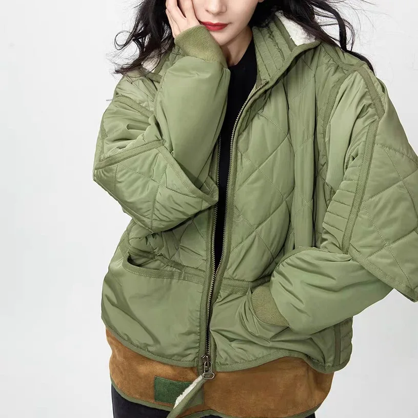 

Осень и зима 2021, новинка, свободная и универсальная темпераментная куртка для инструментов, теплая куртка с подкладкой