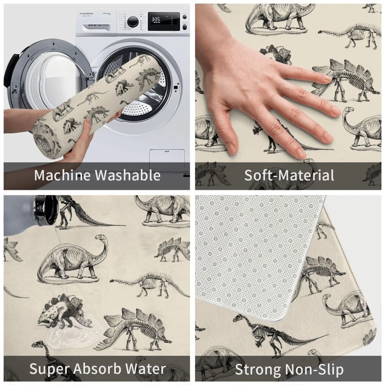 Винтажный женский скелет и иллюстрации на кремовой ковровой дорожке 1239 | Дом сад