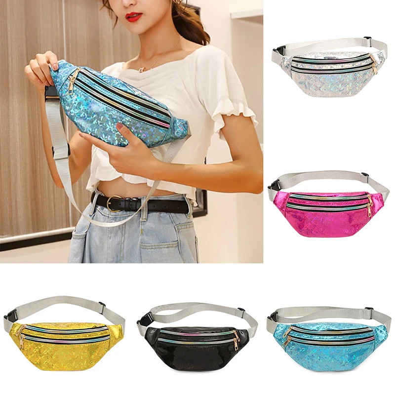 

Women Laser Waist Bag Fanny Pack Belt Bag Travel Sport Hip Bum Bag Small Purse