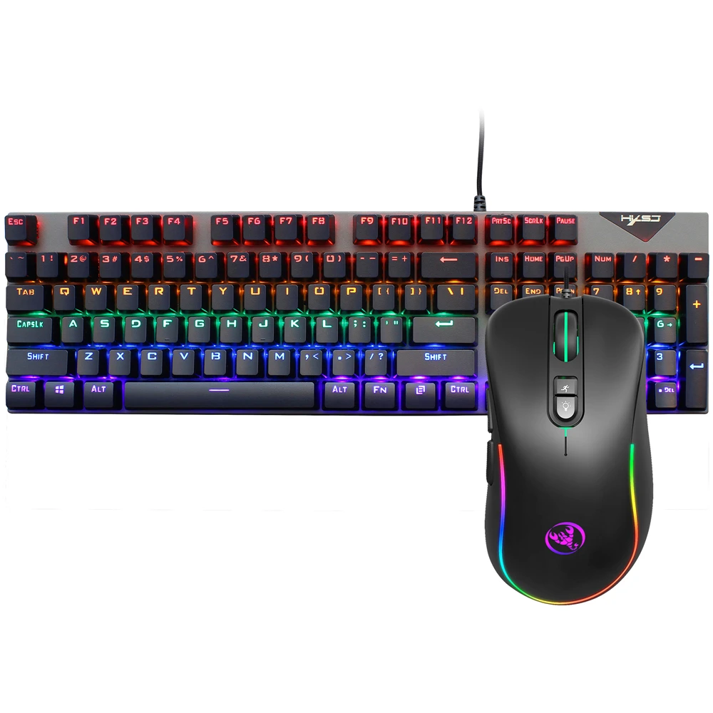 

Механическая клавиатура L300 + Проводная мышь J300, игровая клавиатура с RGB смешанной подсветкой, 104 синий переключатель для игрового ноутбука, П...