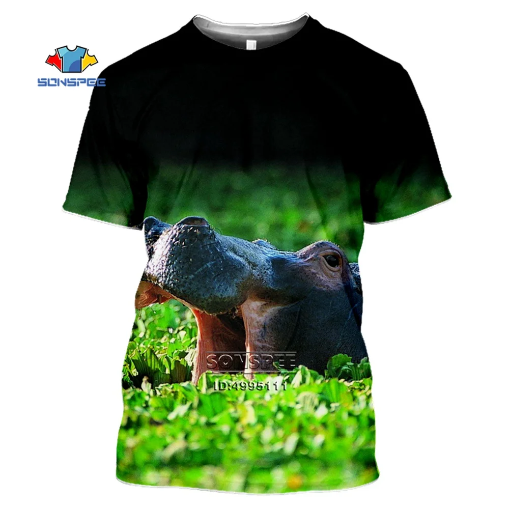 

SONSPEE Anime 3D Printing Hippo T-shirt Short Sleeve Summer Streetwear Funny Man Woman Fashion T-shirt Harajuku Funny Hip Hop 0