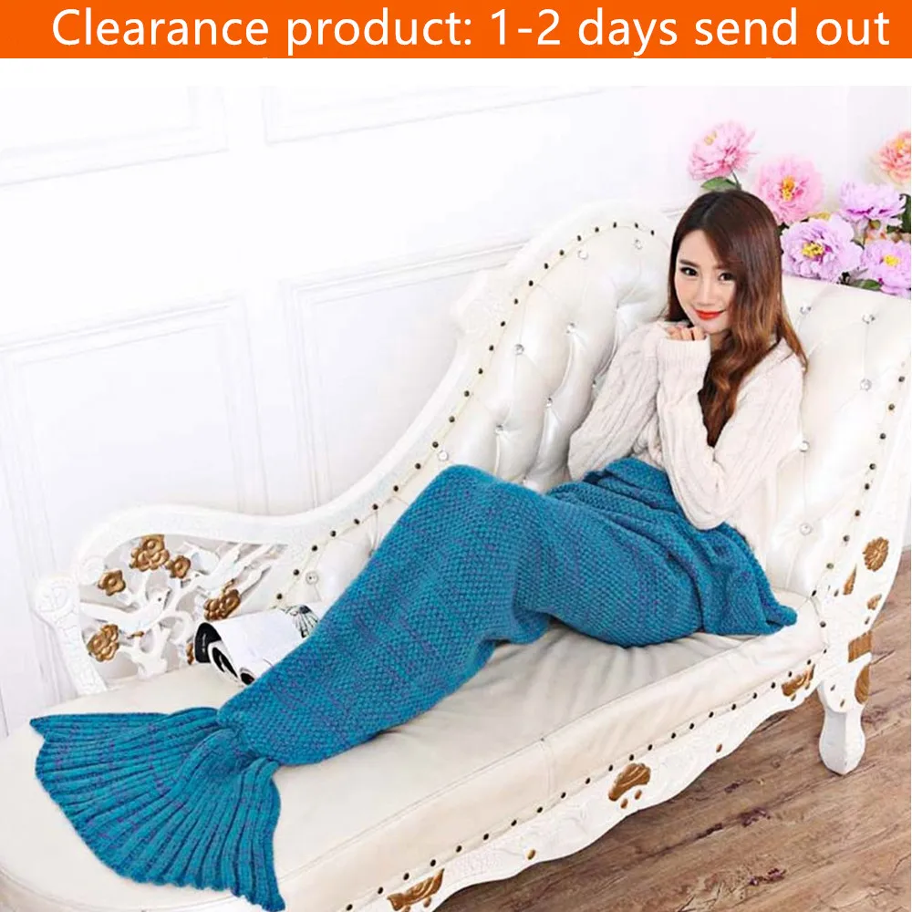 Акриловый материал модное взрослое вязаное одеяло в виде хвоста русалки летнее