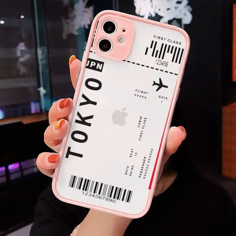 

AIR Tickets Travel Label Country Phone Cases Matte For iPhone 12 Mini 11 Pro XR XS Max 7 8 Plus X Hard PC Back Cover