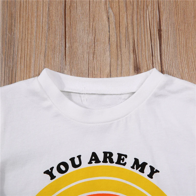 

Baby Summer Classic Round Neck Loose T-shirt Fashion Letter Print You Are My Sunshine Short Sleeve
