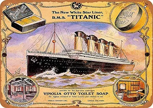 

1912 Vinolia Soap on The RMS Titanic Metal Tin Sign 12 X 8 Inches Retro Vintage Decor