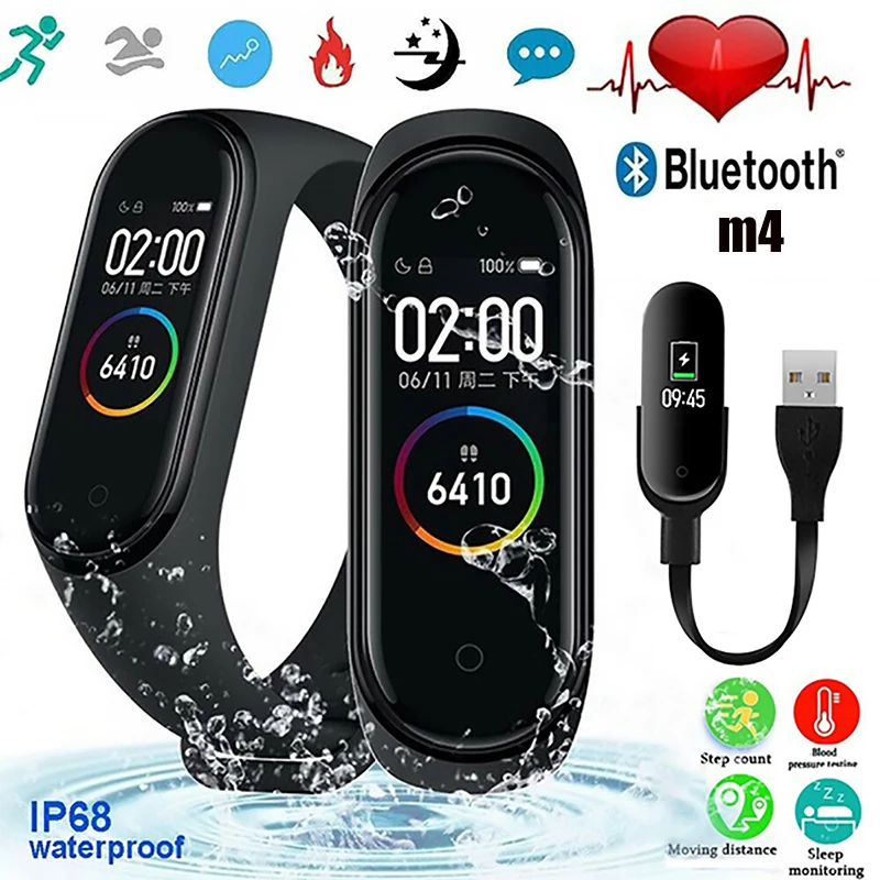 M4 смарт-браслет Bluetooth спортивные часы Смарт-браслет цветной экран водонепроницаемый пульсометр фитнес для Android IOS W9D0701