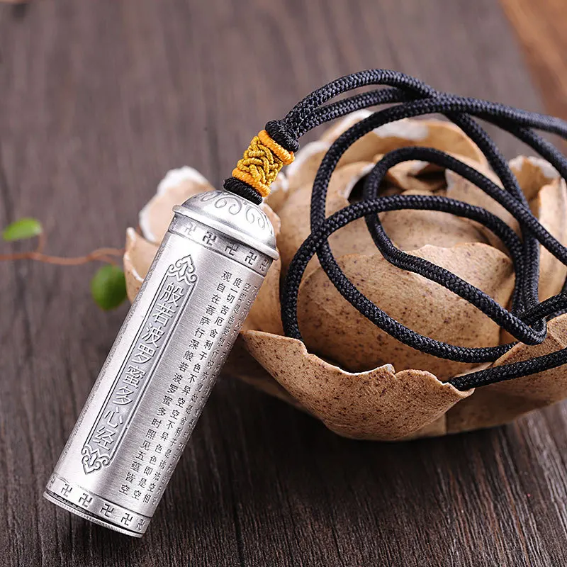 Подвеска из серебра 925 пробы в виде сердца Будды с сутрой