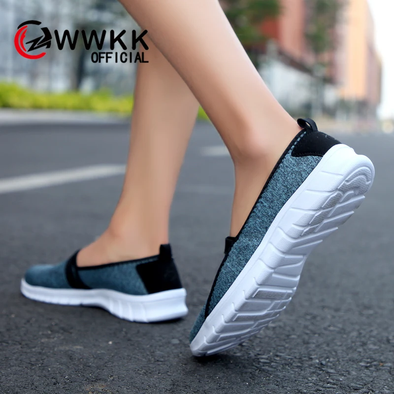 WWKK/весенние женские кроссовки дышащие слипоны на плоской подошве лоферы