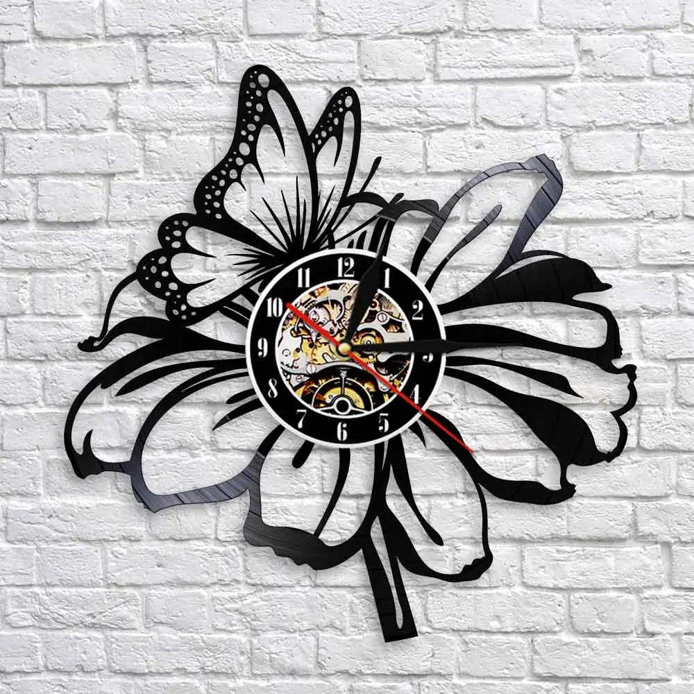 Настенные часы с изображением бабочек и цветов домашний декор настенные