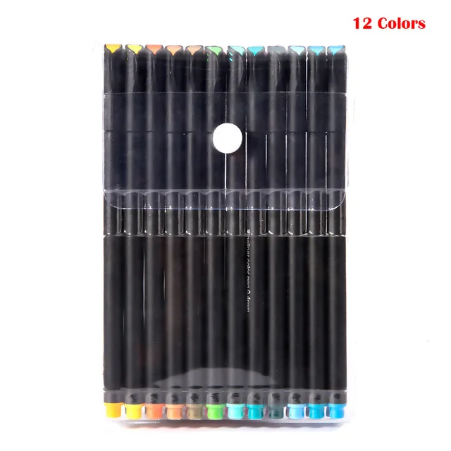 12 Colors Мини-12/24 шт. тонко пишущие набор кистей и ручек граффити Рисование маркером чернила Цвета ручка вкладыш каллиграфия Finecolour канцелярский - Цвет: 12 Colors