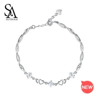 real 925 sterling silver bracelets bangles for women zirconia heart charm bangle bracelets 925 silver bracelet