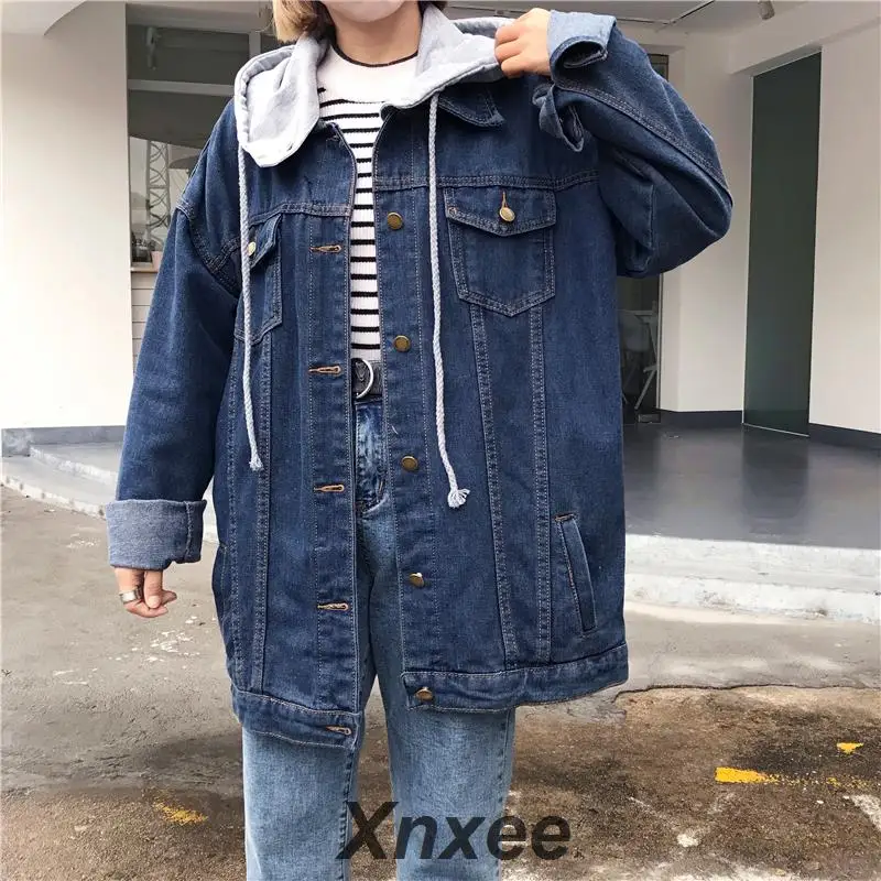 Женская джинсовая куртка в стиле Харадзюку свободная повседневная верхняя