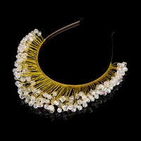 trendy gold handmade bridal crystal rhinestone crown wedding headband women beads hairband tiara girl children hair accessories