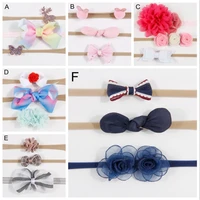 new hot sale bowknot flower christmas childrens headband nylon headband baby three piece hair accessories headwear
