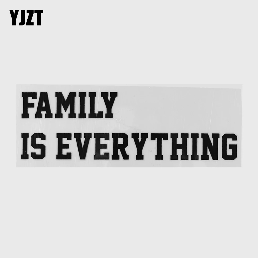 

YJZT 19.3CM×6.3CM Family Is Everything Black/Silver Car Stickers Visible Decal Funny And Humorous Words Letters 13D-0796