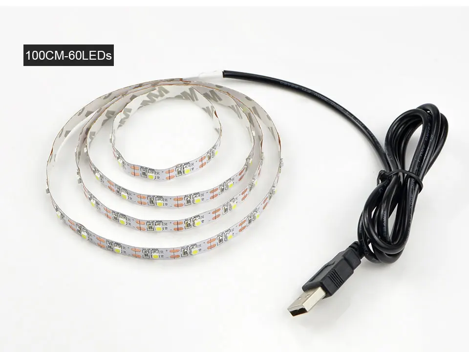 5 в 50 см, 1 м, 2 м, 3 м, 4 м, 5 м, USB кабель, силовой светодиодный светильник SMD 3528, Рождественская настольная декоративная лампа, лента для телевизора, фоновый светильник ing
