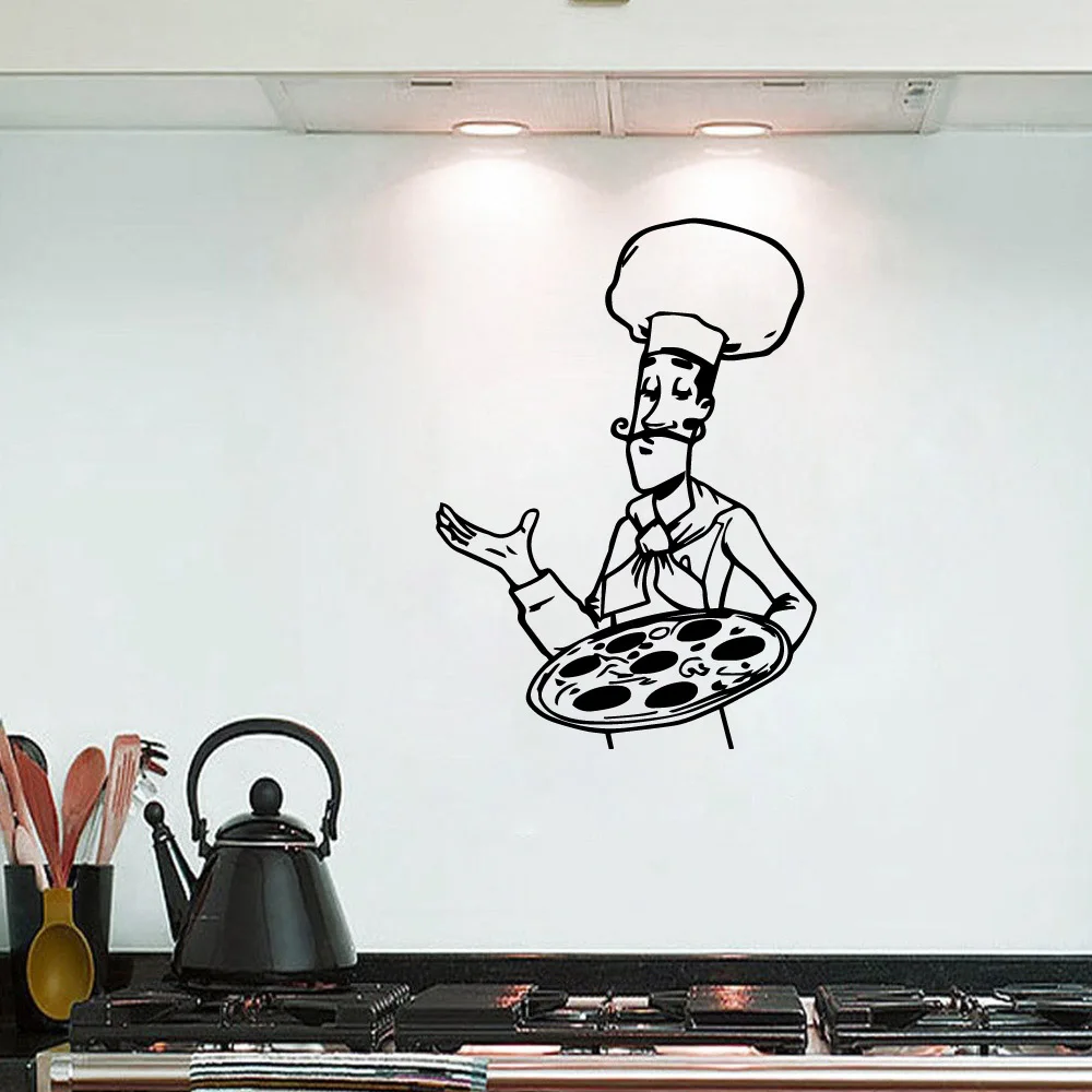 Милый пицца декоративные Стикеры Водонепроницаемый домашнего декора стен в