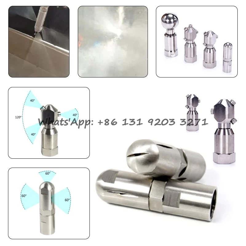Stainless Steel 360 Degree Rotary Spray Ball Sanitary Female CIP Tank Cleaning Head 1/2" 3/4" Container Rotating Washing Nozzle