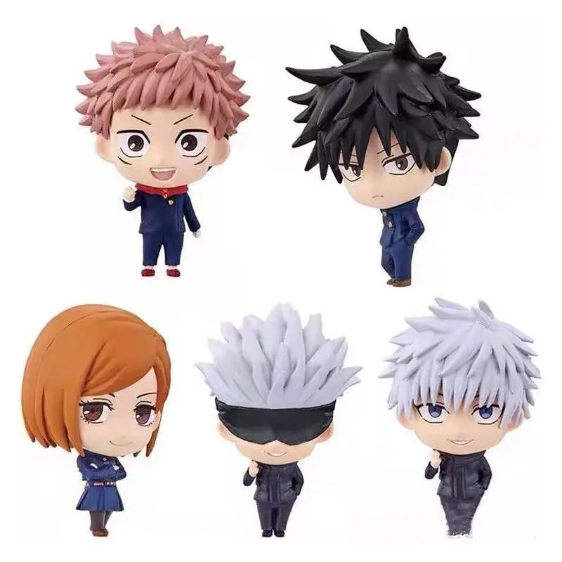 

5pcs/set Jujutsu Kaisen Figurine 5cm Cute Gojo Satoru Action Figure Itadori Yuji Fushiguro Megumi Kugisaki Nobara PVC Model Toys