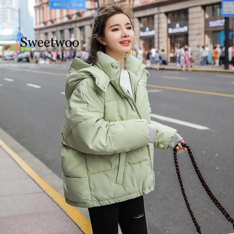 Short Winter Jacket Women Oversize Parka Coat Warm Thick Cotton Coat Female Loose Hooded Padded Women Winter Jacket