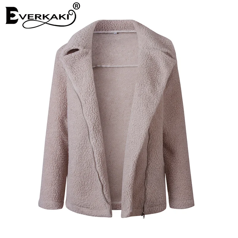 Grey Everkaki Boho бархатное пальто куртки женские на молнии зимние толстые модные повседневные однотонные женские искусственная куртка на меху женские зима - Цвет: Grey