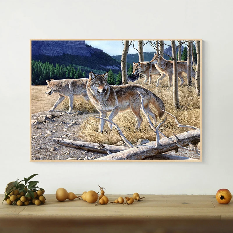 Современный Ретро стиль черно-белый крутой волк животные холст картины плакаты и