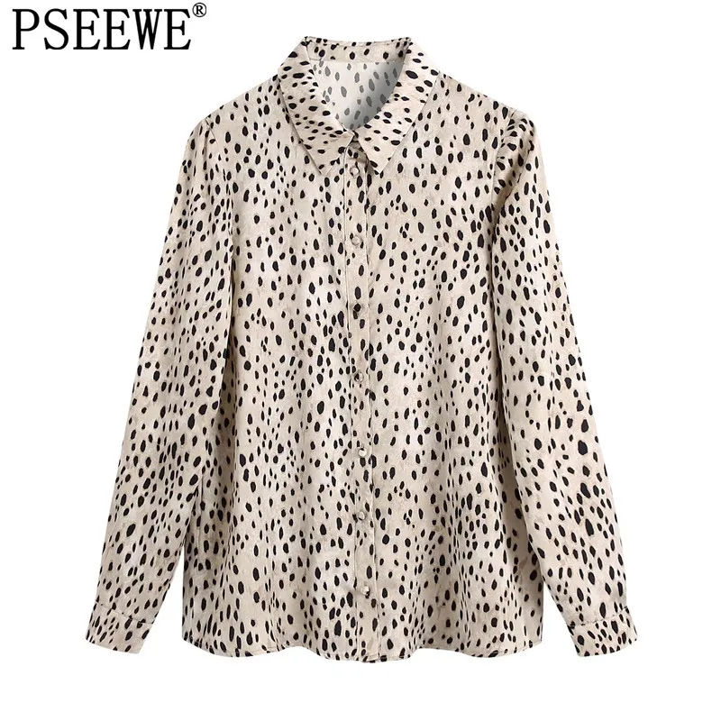 

PSEEWE Za 2021 Leopard Print Blouses Women Vintage Button Up Shirt Woman Streetwear Long Sleeve Top Female Autumn Elegant Blouse
