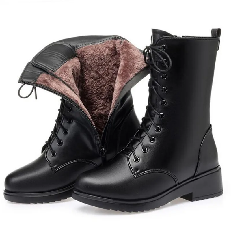 Женские зимние сапоги из натуральной кожи на шнуровке | Обувь