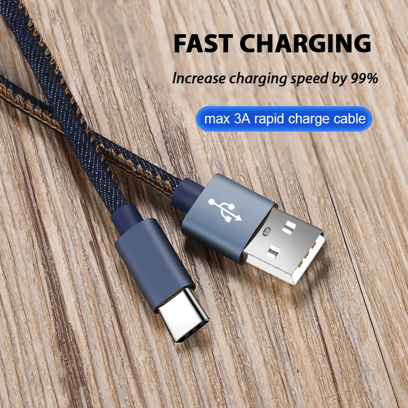 Джинсовый Плетеный usb type-C кабель USB C кабель для зарядного устройства для samsung S8 Xiaomi huawei P9 P10 plus usb type-C кабели для быстрой зарядки