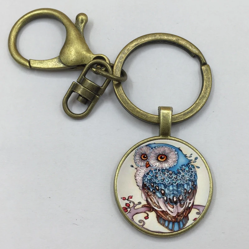Новый брелок для женщин винтажный Большой Стеклянный с подвеской в виде совы
