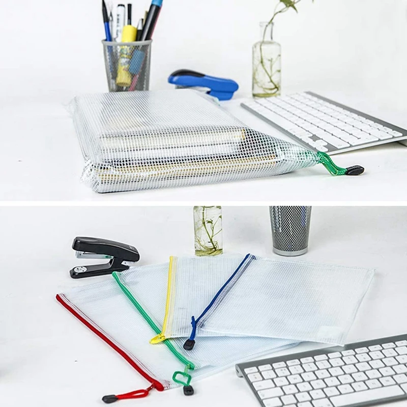 24 шт. сетчатые мешочки на молнии для документов пластиковые папки файлов размер