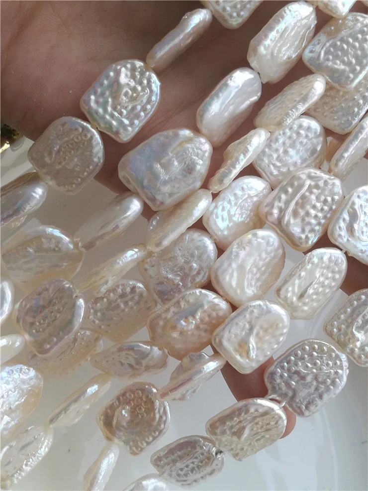 Пресноводный жемчуг Белый квадрат 13-14 мм 14 дюймов FPPJ оптовая продажа природные