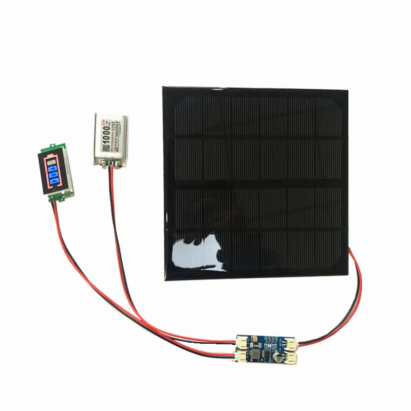 

6V 3W 9V 2W 12V 2W 3W Solar panel with Solar min battery charger with battery display DIY KIT PH 2.0 Cable