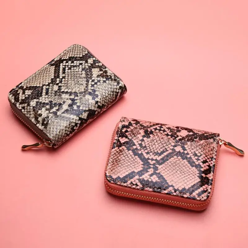 Fashion PU Leather Clutch Women Short Coin Purse Serpentine Money Bag Zipper Wallet Card Holder