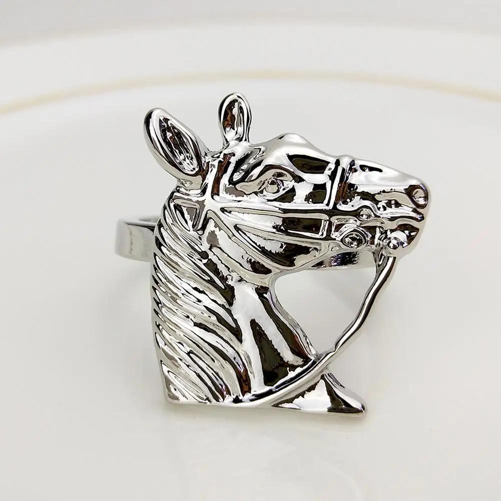 Кольцо для салфеток в форме головы лошади Золотое кольцо из сплава Западный