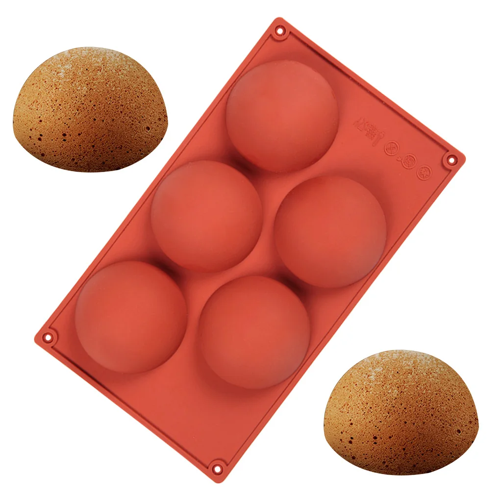 

Cake Mold Silicone Semi Sphere Baking Mould 5 Slots Non-stick Chocolate Mould for Kitchen Cake Shop