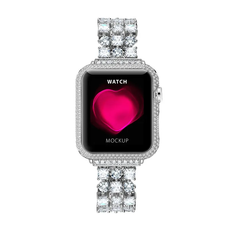 Блестящие стразы чехол для Apple Watch series 5 4 3 2 1 металлический бампер защитная рамка для iWatch чехол 44 мм 40 мм 42 мм 38 мм