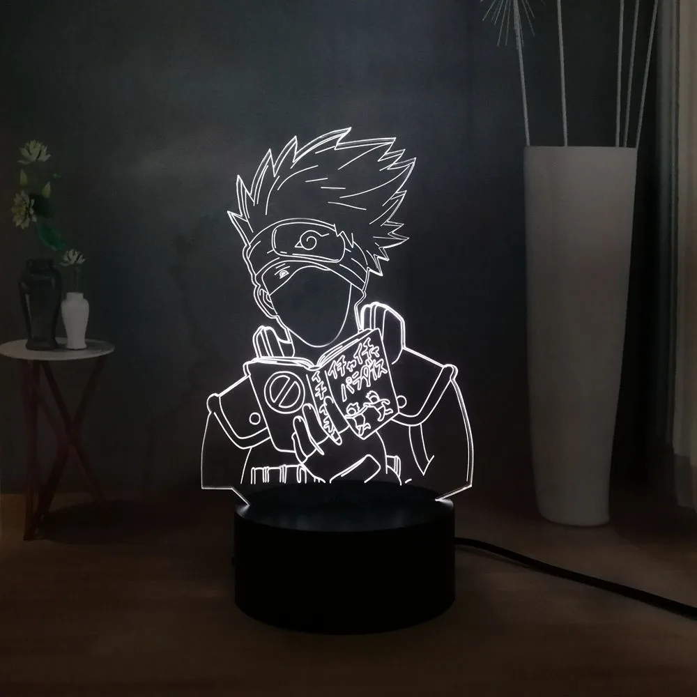 Новый Наруто светодиодный 3D ночник японского аниме Hatake Kakashi USB переключатель